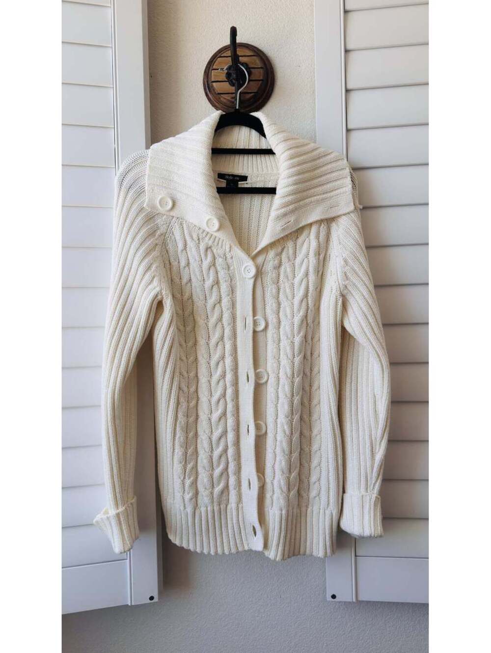 Style & Co. Cable Knit Button-Front Cardigan  - Size XL
